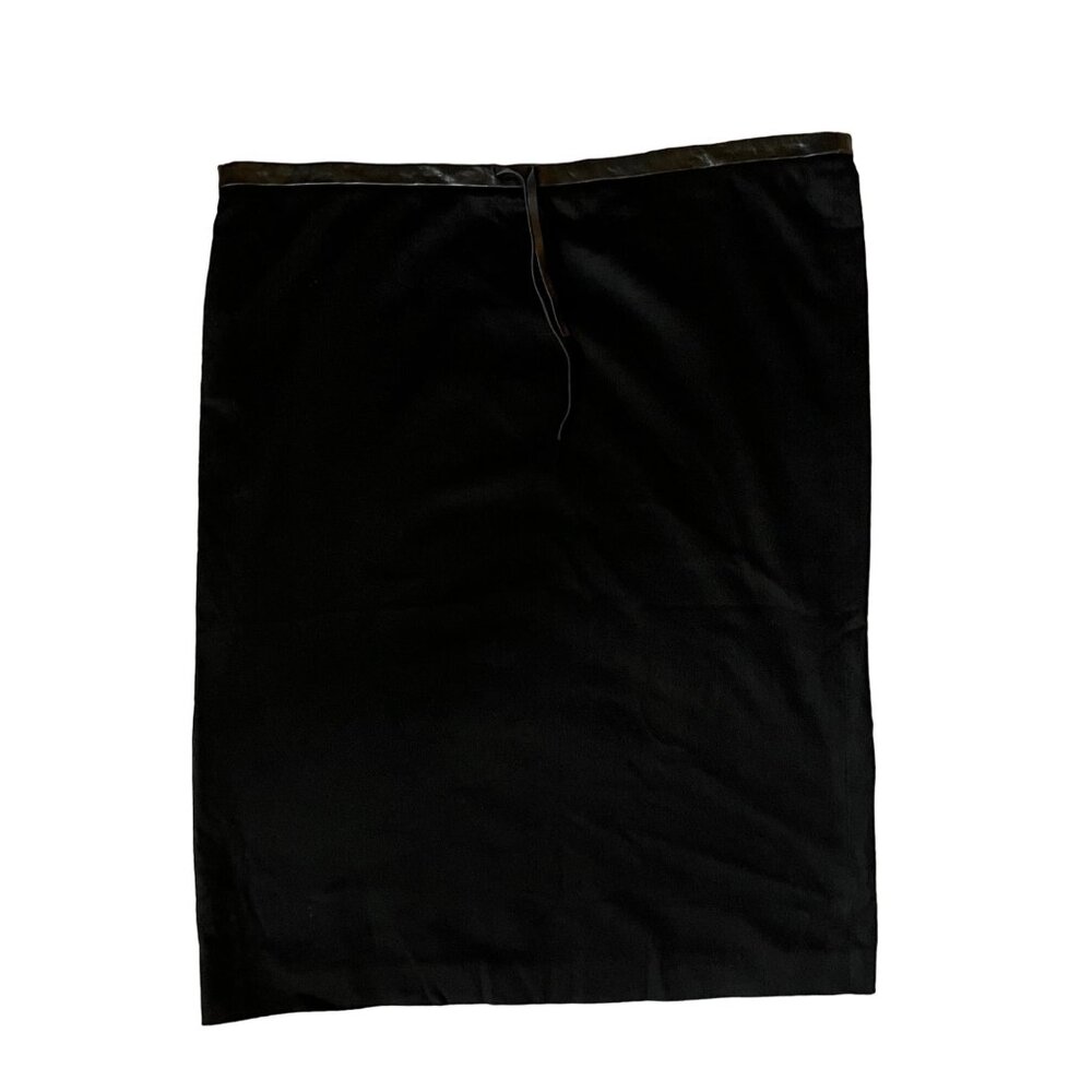 New? $1200 Agnona 48 US 12 100% Cashmere Midi Skirt Leather Drawstring VTG Black